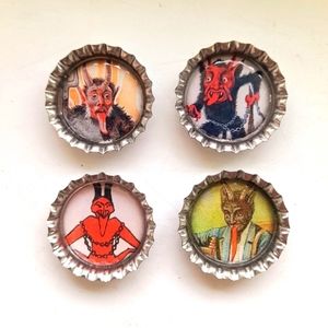 Krampus bottle cap magnets